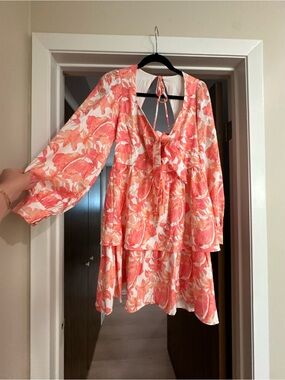 beulah london leila floral retro dress Beulah London x Tuckernuck Exclusive Leila blue floral belted dress Medium  Retro